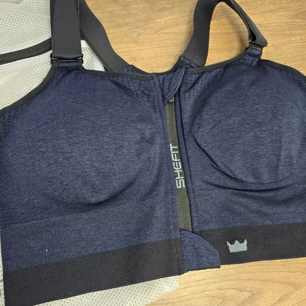 SHEFIT Low Impact Sports Bra Heathered Indigo sz 3Luxe Brand New